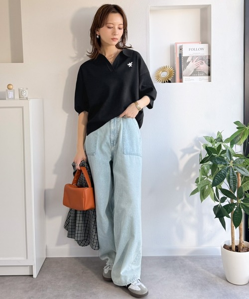 classicalelf(クラシカルエルフ)の「涼しげに整う、ラフ見えきちんと服♪胸刺繍ミラノリブスキッパー襟トップス(半袖)(ポロシャツ・レディース・ブラック/ベージュ/オレンジ系/アイボリー系1/ブラック系1/オフホワイト・X-LARGE/SMALL/MEDIUM/LARGE)」の17枚目の写真