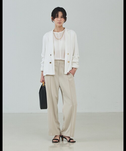 qualite（カリテ）の「ニットテーラードジャケット/オフィスカジュアル/春服（テーラードジャケット・レディース・オフホワイト/チャコールグレー・フリー）」の20枚目の写真