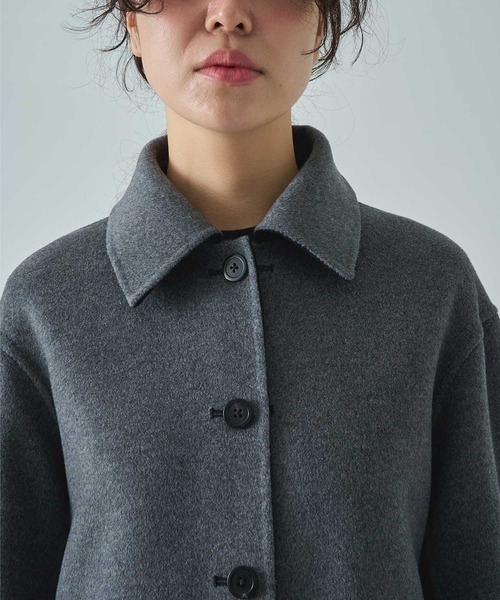 CASHMERE CASHMERE(カシミヤカシミヤ)の「【CASHMERE CASHMERE/カシミヤカシミヤ】CASHMERE/SILK/WOOL SHORT COAT/カシミヤシルクウールショートコート/ステンカラーコート(ステンカラーコート・レディース・ダークネイビー/ブラック・40/44)」の7枚目の写真