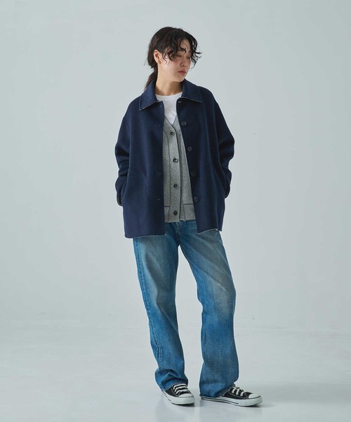 CASHMERE CASHMERE(カシミヤカシミヤ)の「【CASHMERE CASHMERE/カシミヤカシミヤ】CASHMERE/SILK/WOOL SHORT COAT/カシミヤシルクウールショートコート/ステンカラーコート(ステンカラーコート・レディース・ダークネイビー/ブラック・40/44)」の12枚目の写真