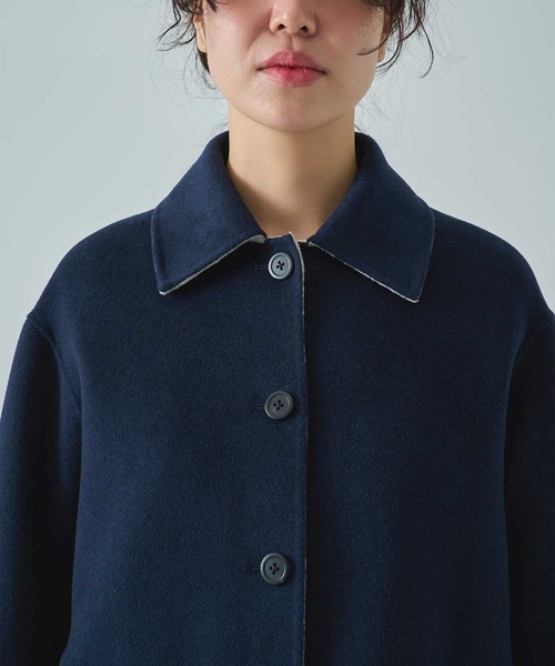 CASHMERE CASHMERE(カシミヤカシミヤ)の「【CASHMERE CASHMERE/カシミヤカシミヤ】CASHMERE/SILK/WOOL SHORT COAT/カシミヤシルクウールショートコート/ステンカラーコート(ステンカラーコート・レディース・ダークネイビー/ブラック・40/44)」の15枚目の写真