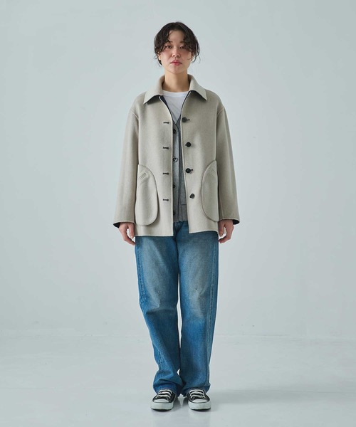 CASHMERE CASHMERE(カシミヤカシミヤ)の「【CASHMERE CASHMERE/カシミヤカシミヤ】CASHMERE/SILK/WOOL SHORT COAT/カシミヤシルクウールショートコート/ステンカラーコート(ステンカラーコート・レディース・ダークネイビー/ブラック・40/44)」の19枚目の写真