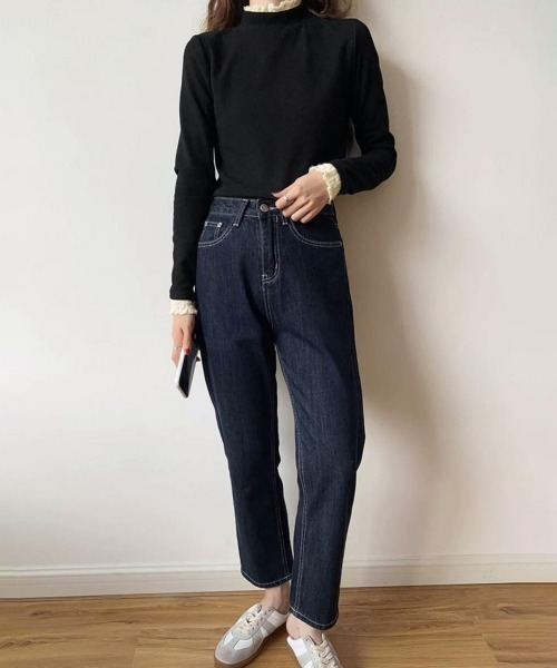 Miniministore(ミニミニストア)の「レースフリル付きハイネックリブニットソー(Tシャツ/カットソー・レディース・アイボリー/ブラック/ブラウン/ダークグレー/グレー・FREE)」の14枚目の写真
