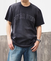 G-STAR | Sunfaded Applique Loose T-Shirt/ヴィンテージライクサンフェード加工アップリケロゴルーズTシャツ(Tシャツ/カットソー)