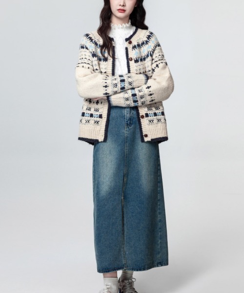 gossip！ロサンゼルス（ゴシップロサンゼルス）の「ノルディックフェアアイル柄 ダッカーディガン（カーディガン/ボレロ・レディース・オフホワイト・FREE）」の5枚目の写真