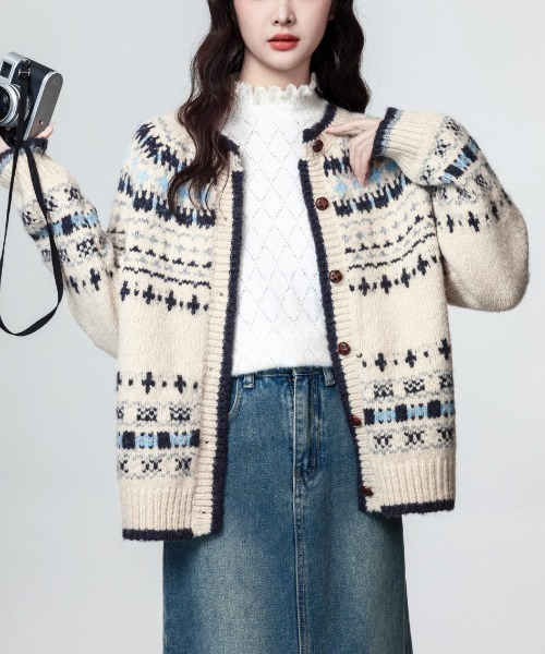 gossip！ロサンゼルス（ゴシップロサンゼルス）の「ノルディックフェアアイル柄 ダッカーディガン（カーディガン/ボレロ・レディース・オフホワイト・FREE）」の10枚目の写真