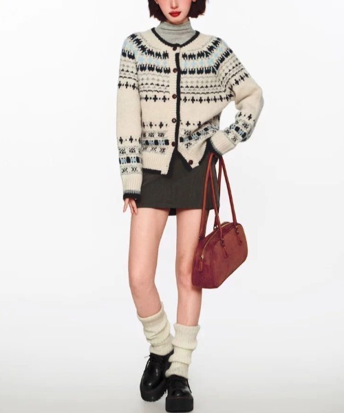 gossip！ロサンゼルス（ゴシップロサンゼルス）の「ノルディックフェアアイル柄 ダッカーディガン（カーディガン/ボレロ・レディース・オフホワイト・FREE）」の9枚目の写真
