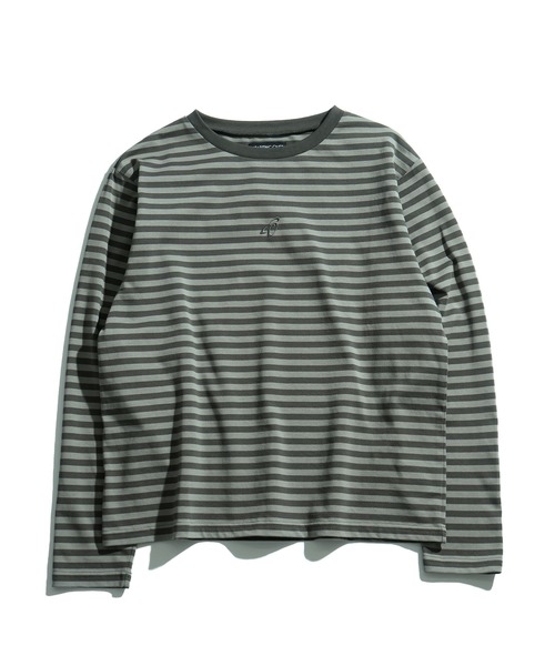 Starting Over(スターティングオーバー)の「short length one point embroidery crew neck long-sleeved T-shirt/ショートレングス ワンポイント シシュウ クルーネック ロングスリーブTシャツ 短丈 ロンT(Tシャツ/カットソー・メンズ・ブラック/グレー系その他/ホワイト・M/L)」の3枚目の写真