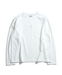 short length one point embroidery crew neck long-sleeved T-shirt/ショートレングス ワンポイント シシュウ クルーネック ロングスリーブTシャツ 短丈 ロンT