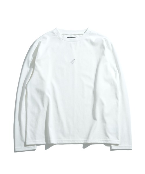 Starting Over(スターティングオーバー)の「short length one point embroidery crew neck long-sleeved T-shirt/ショートレングス ワンポイント シシュウ クルーネック ロングスリーブTシャツ 短丈 ロンT(Tシャツ/カットソー・メンズ・ブラック/グレー系その他/ホワイト・M/L)」の2枚目の写真