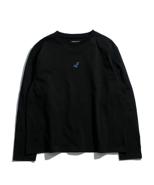 Starting Over(スターティングオーバー)の「short length one point embroidery crew neck long-sleeved T-shirt/ショートレングス ワンポイント シシュウ クルーネック ロングスリーブTシャツ 短丈 ロンT(Tシャツ/カットソー・メンズ・ブラック/グレー系その他/ホワイト・M/L)」の1枚目の写真