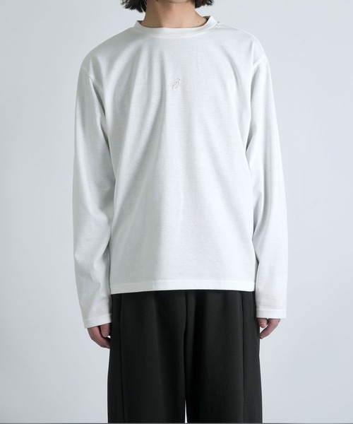 Starting Over(スターティングオーバー)の「short length one point embroidery crew neck long-sleeved T-shirt/ショートレングス ワンポイント シシュウ クルーネック ロングスリーブTシャツ 短丈 ロンT(Tシャツ/カットソー・メンズ・ブラック/グレー系その他/ホワイト・M/L)」の13枚目の写真