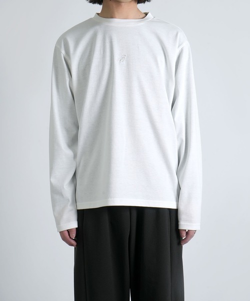 Starting Over(スターティングオーバー)の「short length one point embroidery crew neck long-sleeved T-shirt/ショートレングス ワンポイント シシュウ クルーネック ロングスリーブTシャツ 短丈 ロンT(Tシャツ/カットソー・メンズ・ブラック/グレー系その他/ホワイト・M/L)」の14枚目の写真