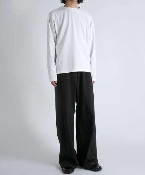 Starting Over(スターティングオーバー)の「short length one point embroidery crew neck long-sleeved T-shirt/ショートレングス ワンポイント シシュウ クルーネック ロングスリーブTシャツ 短丈 ロンT(Tシャツ/カットソー・メンズ・ブラック/グレー系その他/ホワイト・M/L)」の15枚目の写真