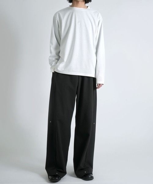 Starting Over(スターティングオーバー)の「short length one point embroidery crew neck long-sleeved T-shirt/ショートレングス ワンポイント シシュウ クルーネック ロングスリーブTシャツ 短丈 ロンT(Tシャツ/カットソー・メンズ・ブラック/グレー系その他/ホワイト・M/L)」の16枚目の写真