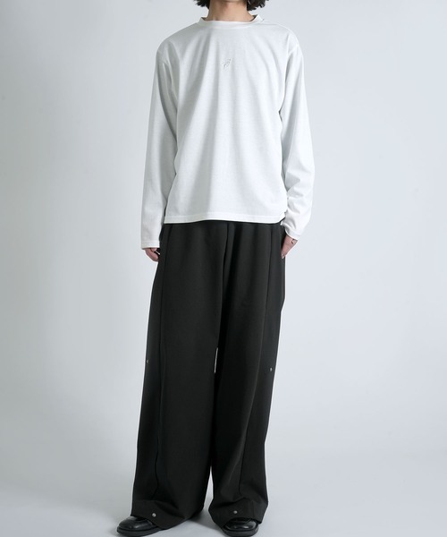 Starting Over(スターティングオーバー)の「short length one point embroidery crew neck long-sleeved T-shirt/ショートレングス ワンポイント シシュウ クルーネック ロングスリーブTシャツ 短丈 ロンT(Tシャツ/カットソー・メンズ・ブラック/グレー系その他/ホワイト・M/L)」の17枚目の写真