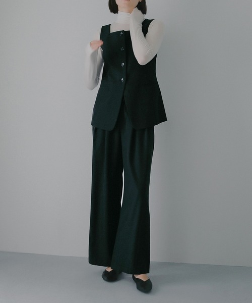 MANOF(マノフ)の「SQUARE NECK GILET SET UP(サロペット/オーバーオール・レディース・チャコールグレー/セージグリーン/アイボリー・M/S)」の14枚目の写真