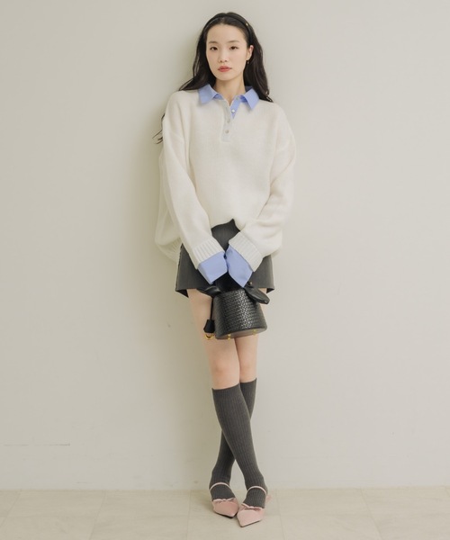 NEUNA(ヌナ)の「レイヤードオーバースプリングトップス(ニット/セーター・レディース・ベージュ/チャコールグレー/オフホワイト・FREE)」の21枚目の写真