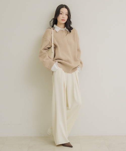 NEUNA(ヌナ)の「レイヤードオーバースプリングトップス(ニット/セーター・レディース・ベージュ/チャコールグレー/オフホワイト・FREE)」の17枚目の写真