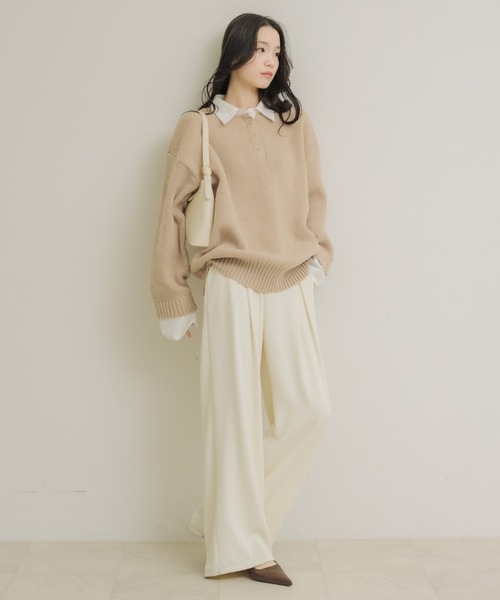 NEUNA(ヌナ)の「レイヤードオーバースプリングトップス(ニット/セーター・レディース・ベージュ/チャコールグレー/オフホワイト・FREE)」の18枚目の写真