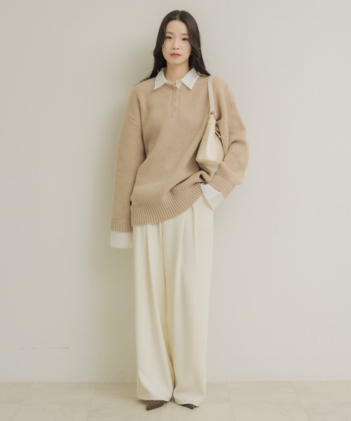 NEUNA(ヌナ)の「レイヤードオーバースプリングトップス(ニット/セーター・レディース・ベージュ/チャコールグレー/オフホワイト・FREE)」の16枚目の写真