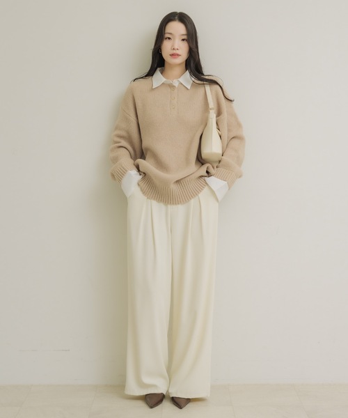 NEUNA(ヌナ)の「レイヤードオーバースプリングトップス(ニット/セーター・レディース・ベージュ/チャコールグレー/オフホワイト・FREE)」の19枚目の写真