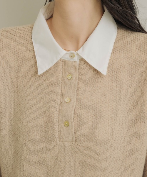 NEUNA(ヌナ)の「レイヤードオーバースプリングトップス(ニット/セーター・レディース・ベージュ/チャコールグレー/オフホワイト・FREE)」の4枚目の写真