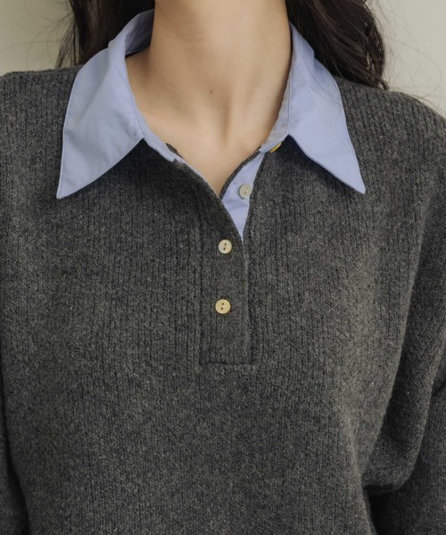 NEUNA(ヌナ)の「レイヤードオーバースプリングトップス(ニット/セーター・レディース・ベージュ/チャコールグレー/オフホワイト・FREE)」の11枚目の写真