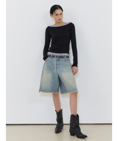 ETMON(エトモン)の「Layered Boatneck T-Shirt, Black(Tシャツ/カットソー・レディース・その他・FREE)」の5枚目の写真