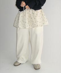 LAYERED SKIRT TRAINING PANTS IVORY FLOWER