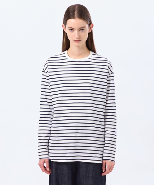 MACKINTOSH PHILOSOPHY（ﾏｯｷﾝﾄｯｼｭ ﾌｨﾛｿﾌｨｰ）の「ラウンドヘムシルケットボーダーカットソー（Tシャツ/カットソー・レディース・ダークネイビー・38）」の8枚目の写真