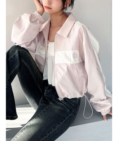 RESEXXY（リゼクシー）の「バイカラーパイピングブルゾン（ブルゾン・レディース・チャコールグレー/ブルー/ピンク・FREE）」の3枚目の写真