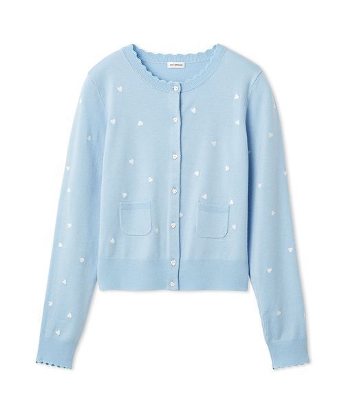 LILY BROWN（リリーブラウン）の「love letterコンパクトニットカーデ（カーディガン/ボレロ・レディース・ホワイト/レッド/ピンク/ネイビー/ライトブルー・F）」の3枚目の写真