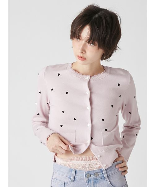 LILY BROWN（リリーブラウン）の「love letterコンパクトニットカーデ（カーディガン/ボレロ・レディース・ホワイト/レッド/ピンク/ネイビー/ライトブルー・F）」の9枚目の写真
