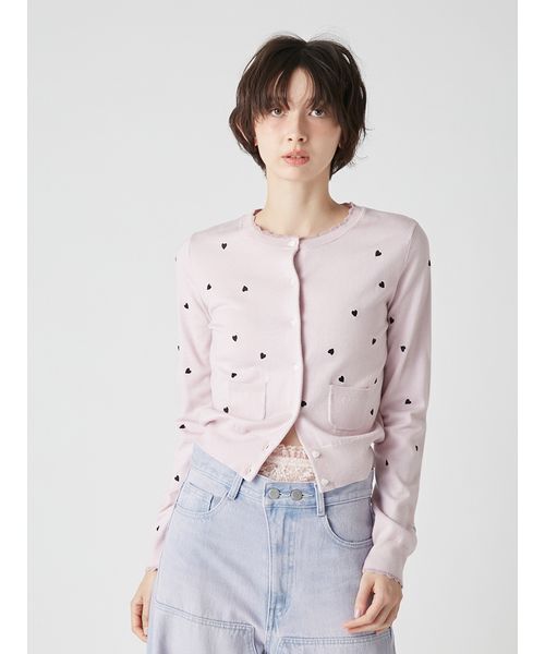 LILY BROWN（リリーブラウン）の「love letterコンパクトニットカーデ（カーディガン/ボレロ・レディース・ホワイト/レッド/ピンク/ネイビー/ライトブルー・F）」の10枚目の写真