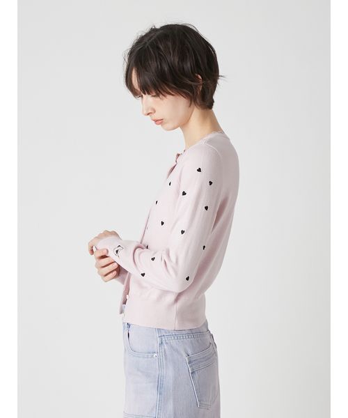 LILY BROWN（リリーブラウン）の「love letterコンパクトニットカーデ（カーディガン/ボレロ・レディース・ホワイト/レッド/ピンク/ネイビー/ライトブルー・F）」の12枚目の写真