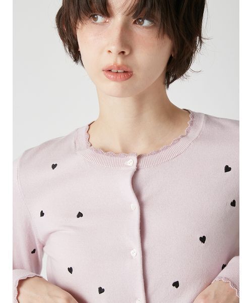 LILY BROWN（リリーブラウン）の「love letterコンパクトニットカーデ（カーディガン/ボレロ・レディース・ホワイト/レッド/ピンク/ネイビー/ライトブルー・F）」の13枚目の写真