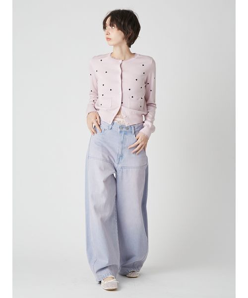 LILY BROWN（リリーブラウン）の「love letterコンパクトニットカーデ（カーディガン/ボレロ・レディース・ホワイト/レッド/ピンク/ネイビー/ライトブルー・F）」の16枚目の写真