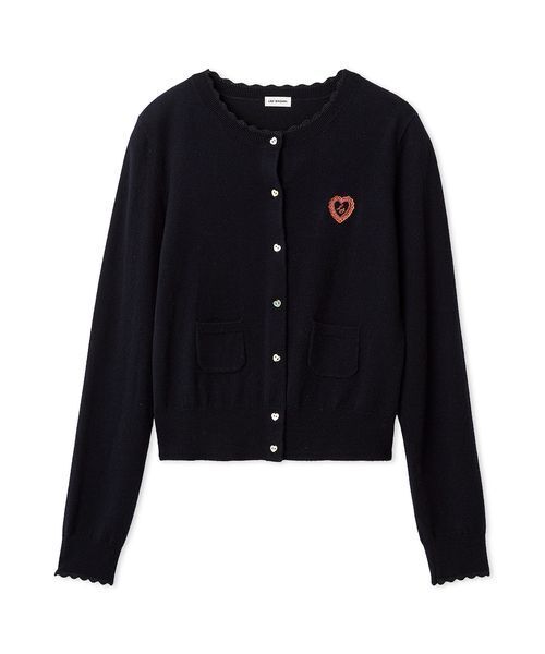 LILY BROWN（リリーブラウン）の「love letterコンパクトニットカーデ（カーディガン/ボレロ・レディース・ホワイト/レッド/ピンク/ネイビー/ライトブルー・F）」の6枚目の写真