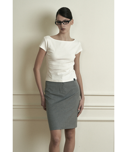 SYNERJYN(シナジン)の「PLAIN STRIPE MIDI SKIRT GRAY(スカート・レディース・その他・SMALL/MEDIUM)」の4枚目の写真
