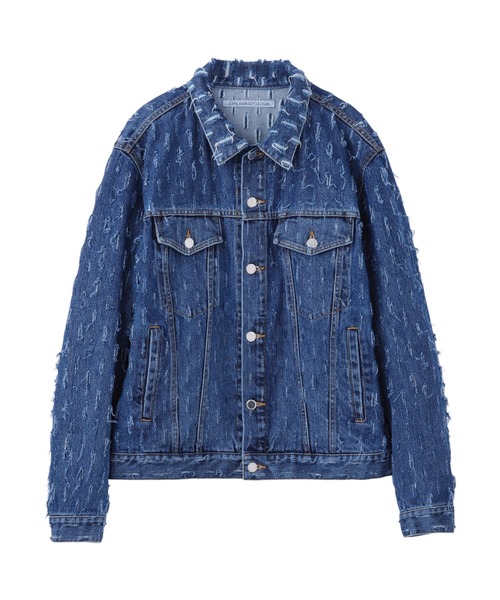 JOHN LAWRENCE SULLIVAN（ジョンローレンスサリバン）の「SLASHED DENIM JACKET（デニムジャケット・メンズ・インディゴブルー/ブラック・44/46）」の2枚目の写真