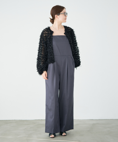 IENA（イエナ）の「《追加》チュールテープ カーディガン（カーディガン/ボレロ・レディース・ホワイト/ブラック・FREE）」の3枚目の写真