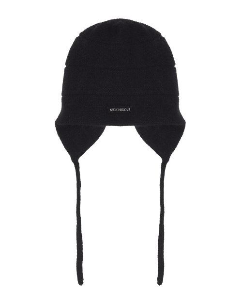 SOFT KNIT EAR FLAP CAP_BLACK（ニットキャップ/ビーニー