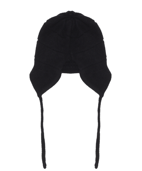 SOFT KNIT EAR FLAP CAP_BLACK（ニットキャップ/ビーニー