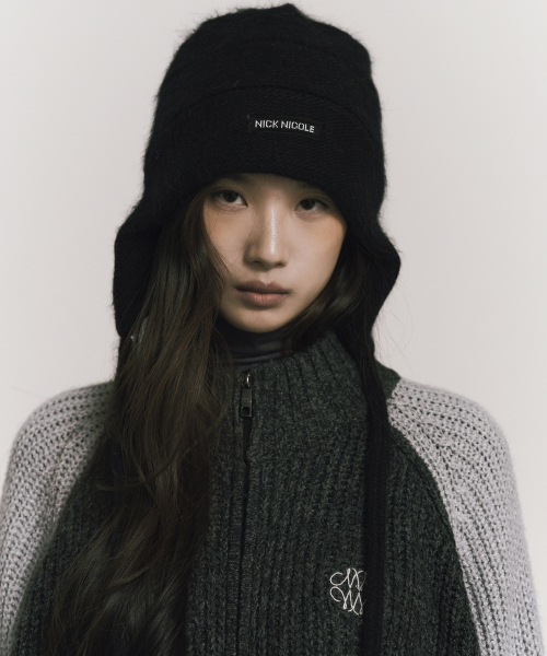 SOFT KNIT EAR FLAP CAP_BLACK（ニットキャップ/ビーニー