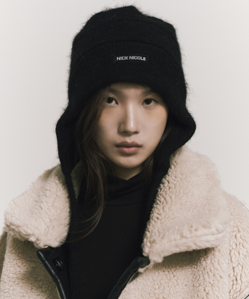 SOFT KNIT EAR FLAP CAP_BLACK（ニットキャップ/ビーニー