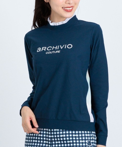 archivio（アルチビオ）の「<LADIES>UV速乾フリル×オーロラ切替プルオーバー（Tシャツ/カットソー・レディース・ホワイト/ライトオレンジ系/ネイビー・L/M/S）」の3枚目の写真