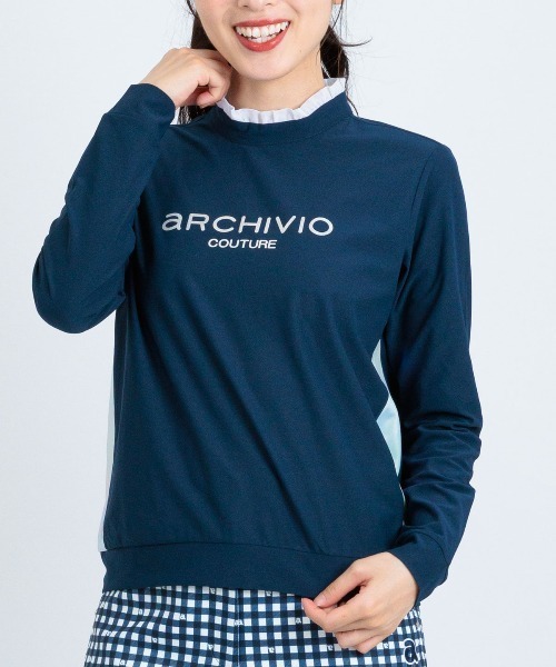 archivio（アルチビオ）の「<LADIES>UV速乾フリル×オーロラ切替プルオーバー（Tシャツ/カットソー・レディース・ホワイト/ライトオレンジ系/ネイビー・L/M/S）」の11枚目の写真