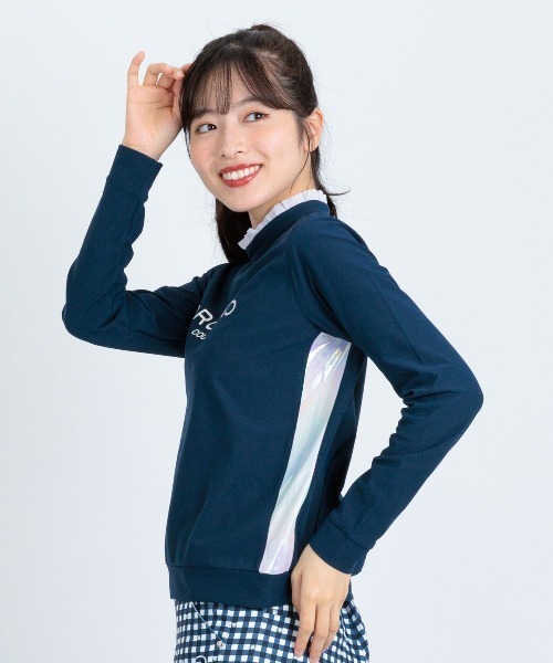 archivio（アルチビオ）の「<LADIES>UV速乾フリル×オーロラ切替プルオーバー（Tシャツ/カットソー・レディース・ホワイト/ライトオレンジ系/ネイビー・L/M/S）」の16枚目の写真