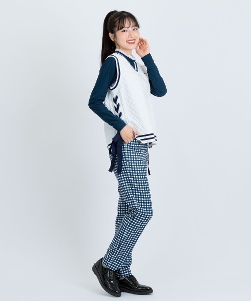 archivio（アルチビオ）の「<LADIES>UV速乾フリル×オーロラ切替プルオーバー（Tシャツ/カットソー・レディース・ホワイト/ライトオレンジ系/ネイビー・L/M/S）」の18枚目の写真
